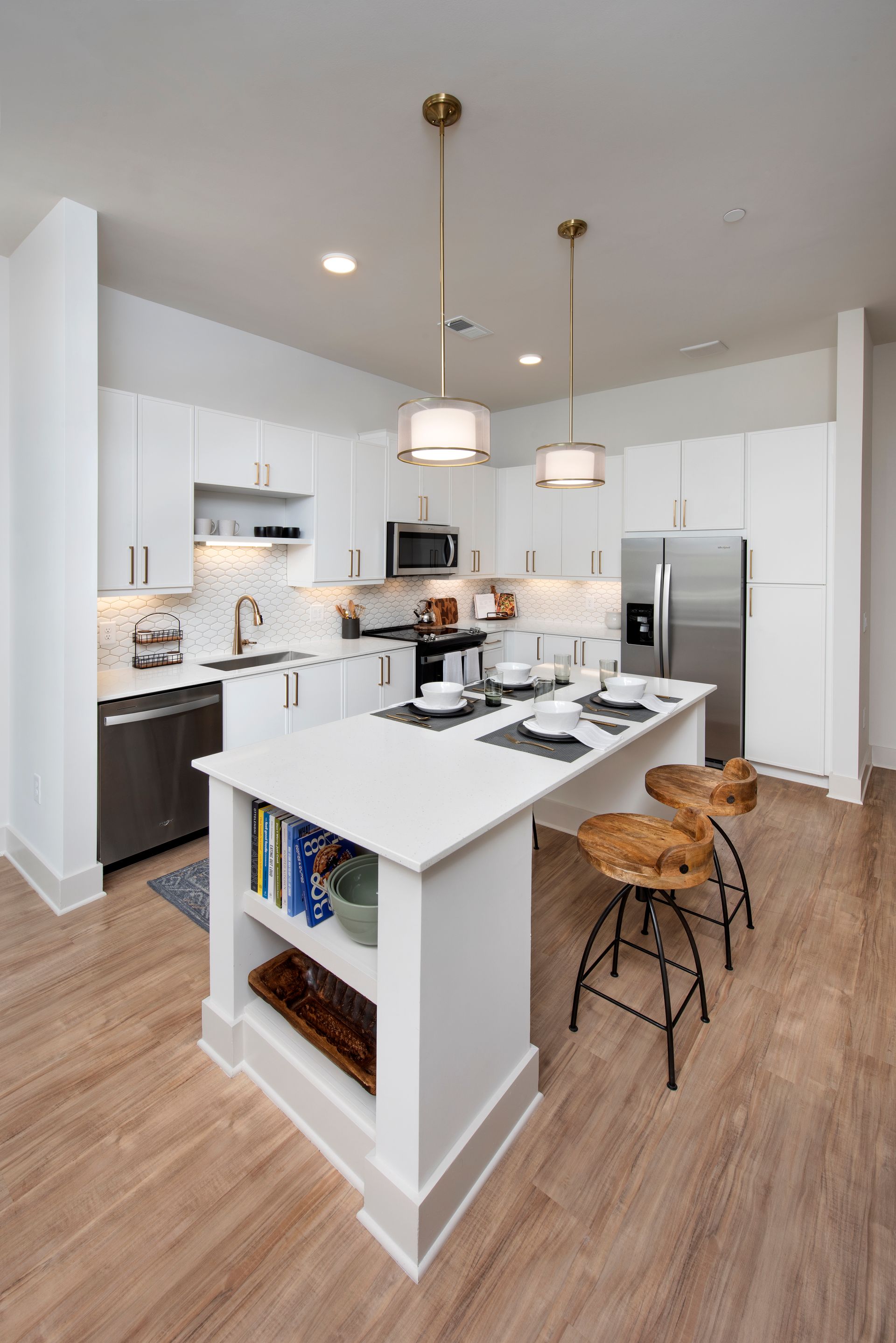 The Heights at Sawnee Village model kitchen and island - Cumming, GA