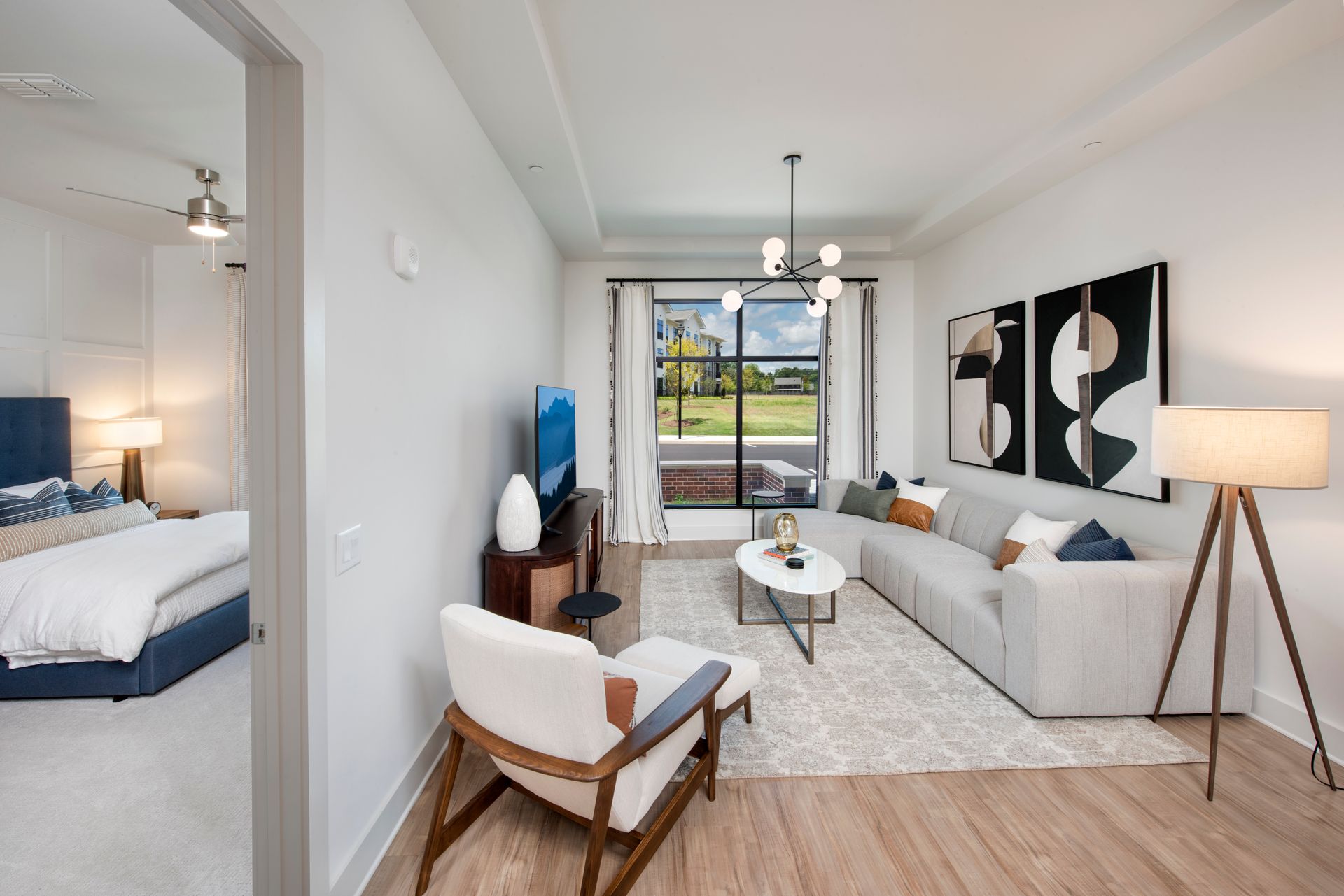 The Heights at Sawnee Village model living room seating area - Cumming, GA