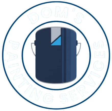 Blue cleaning-service logo with a dark blue container in a circular badge