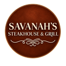 Savanah's Steakhouse and Grill in white text with decorative flourishes