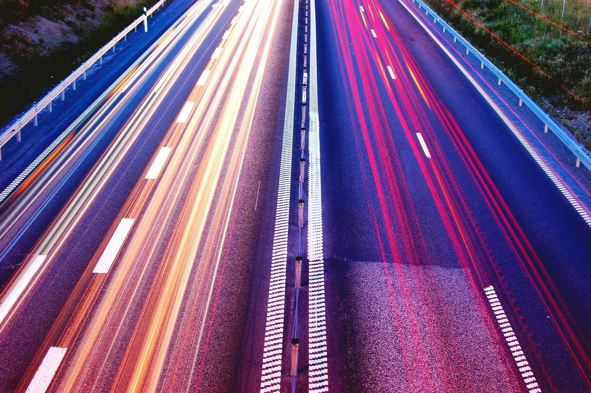 A highway with a lot of traffic on it