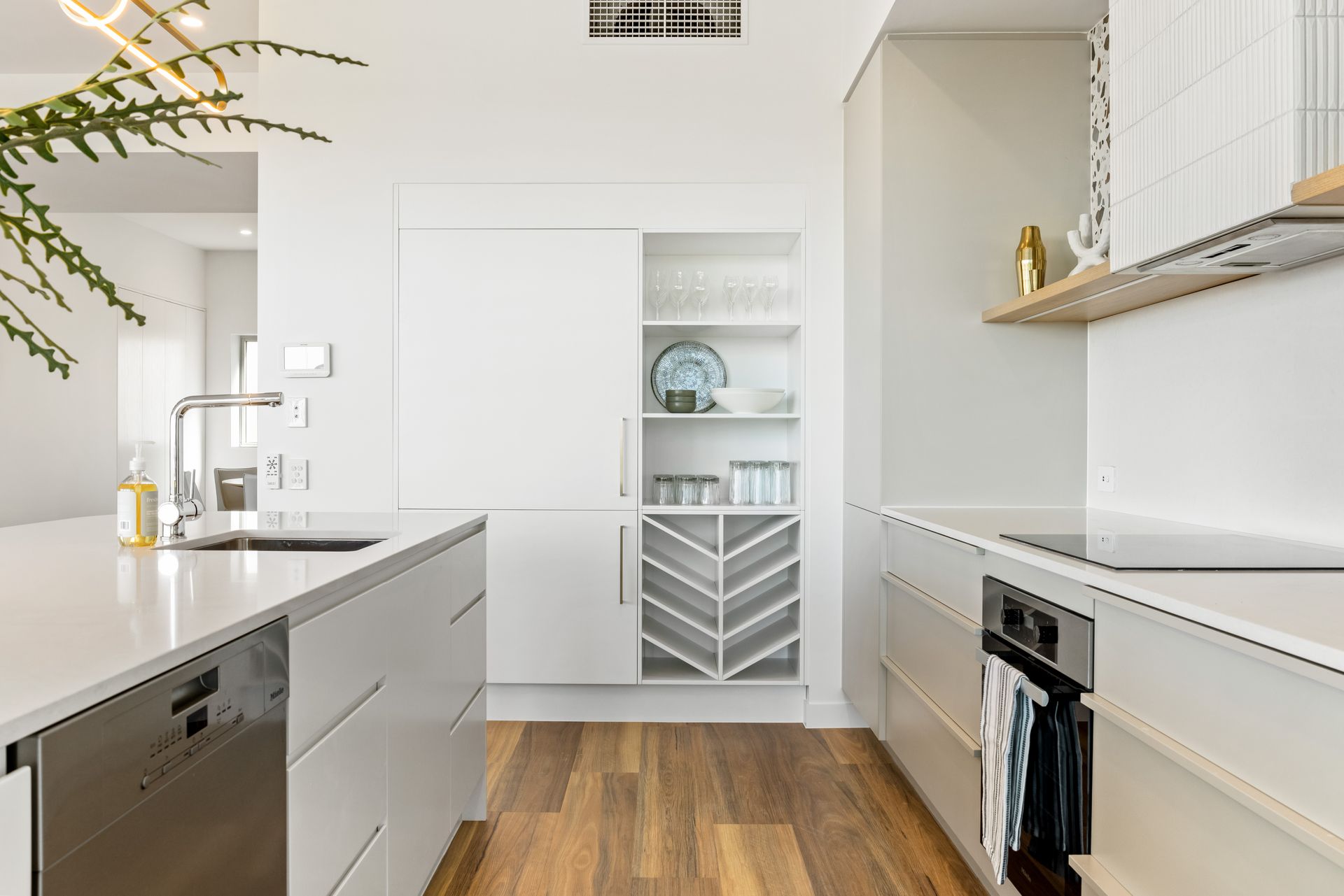 Modern White Kitchen With Marble Countertops — Foreshore Kitchens in Coolum Beach, QLD