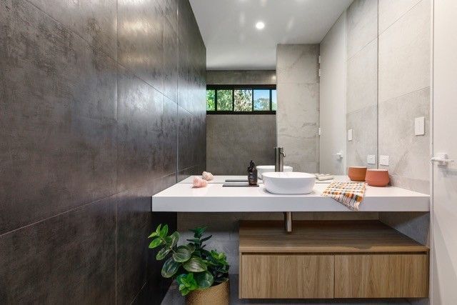 Modern Kitchen With Black Cabinets — Foreshore Kitchens in Mooloolaba, QLD