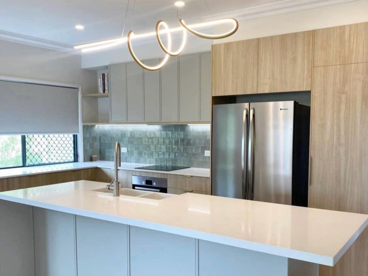 Modern Kitchen With Light Wood Cabinets — Foreshore Kitchens in Coolum Beach, QLD