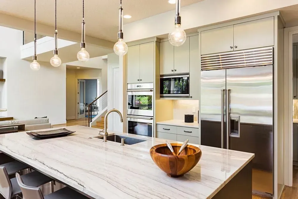 Modern Kitchen With a Marble Island — Foreshore Kitchens in Coolum Beach, QLD