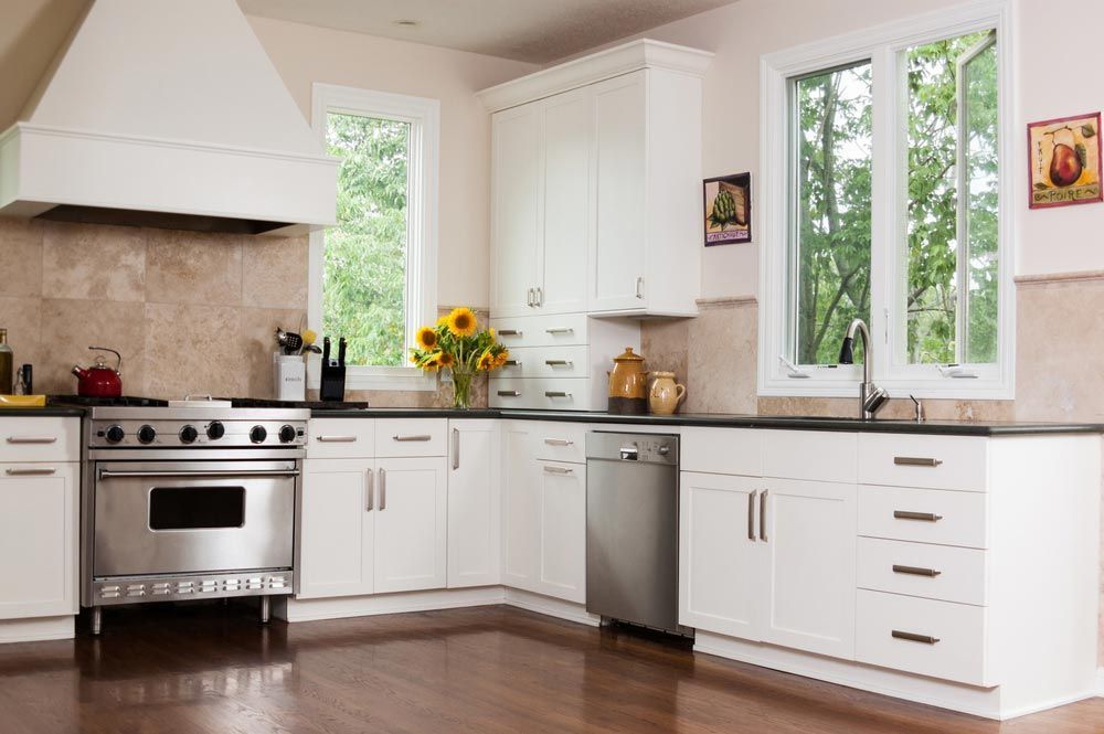White Kitchen With Stainless Steel Appliances — Foreshore Kitchens in Coolum Beach, QLD