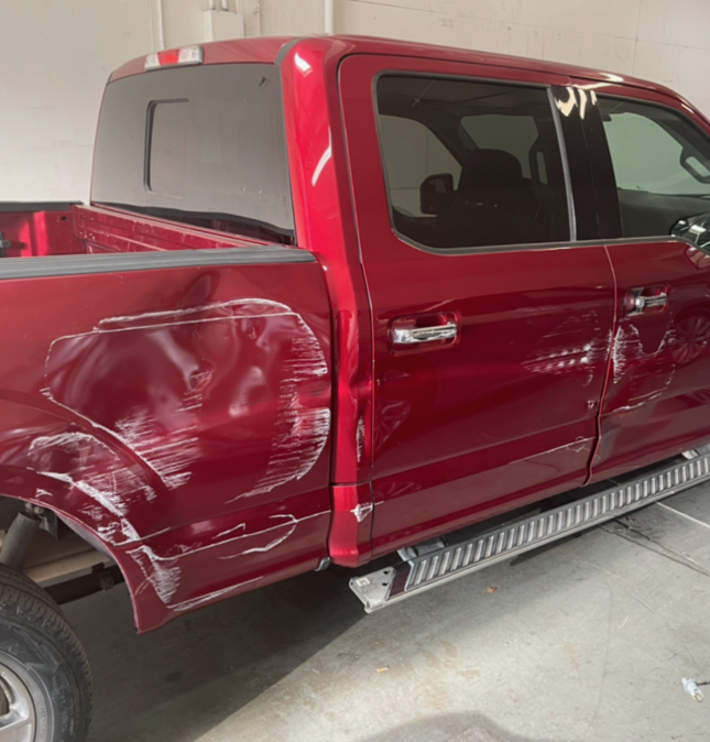 truck side damage before