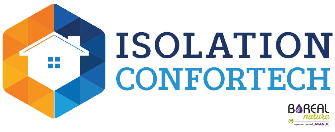 Logo avec une maison à l'intérieur d'une forme géométrique, les mots