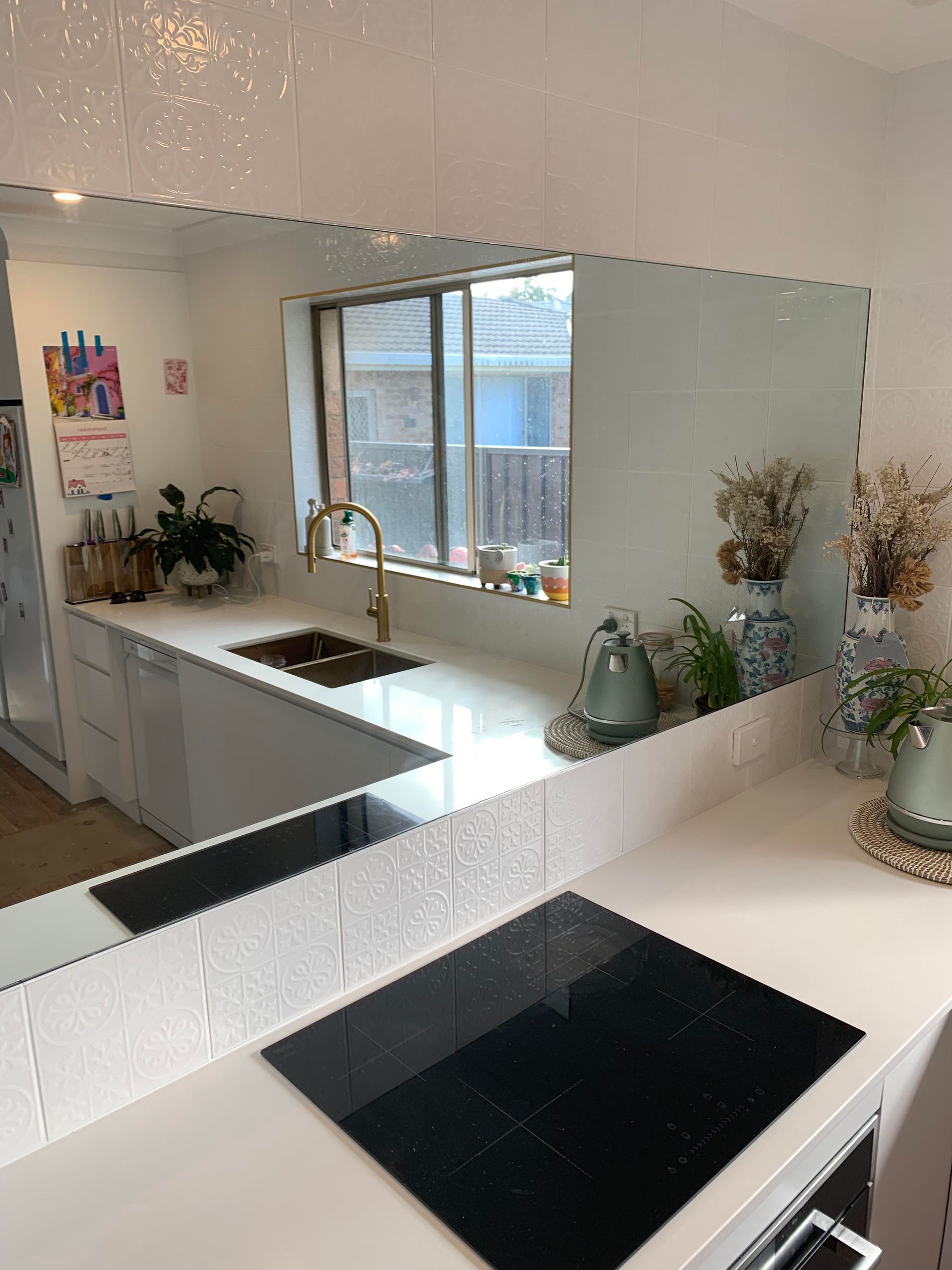 Modern White Kitchen with Countertop and Glass — Envy Glass in Nambucca Heads, NSW