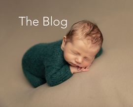 Newborn in green with blog header