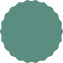 Teal scalloped circle.