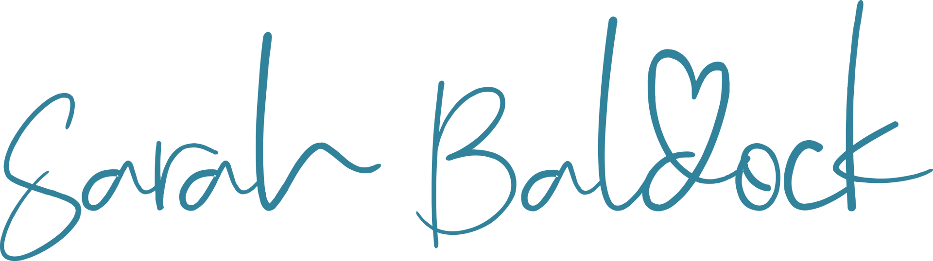 Teal-colored script of the name 