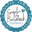 Logo for Sarah Baldock Portraits. Teal badge with white text: