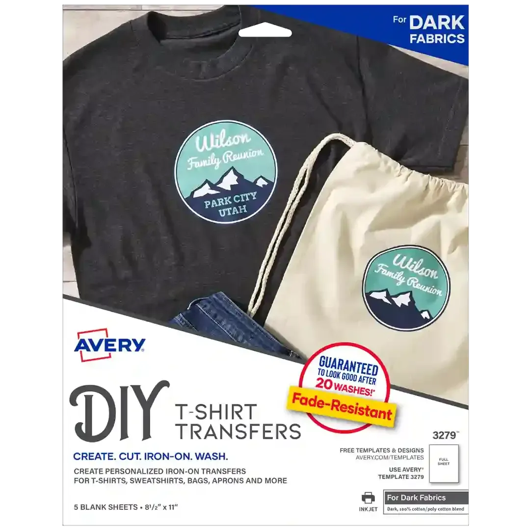 Una caja de transferencias para camisetas de bricolaje de Avery.