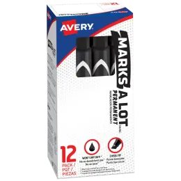 Una caja de rotuladores permanentes Avery Marks A Lot