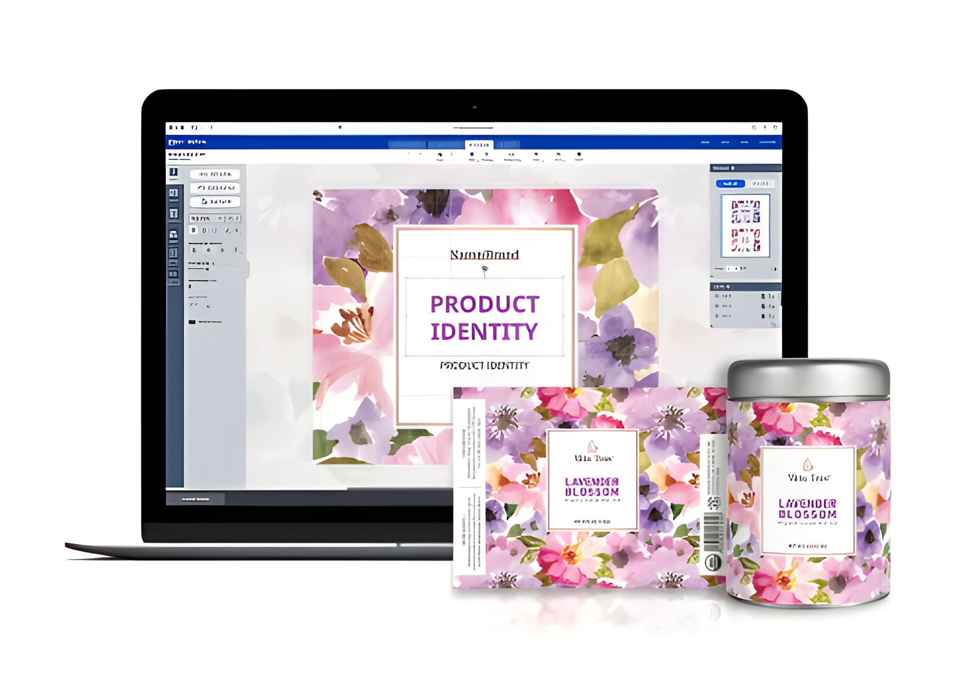Una computadora portátil con un diseño floral en la pantalla.