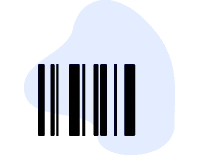 Un icono de código de barras negro sobre un fondo azul.