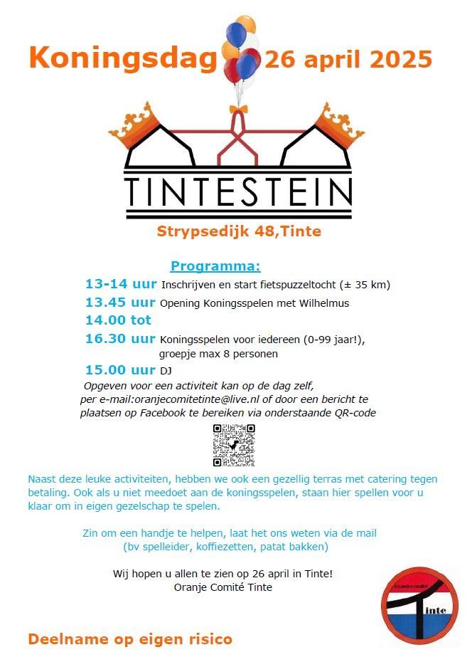 Koningsdag Tinte Tintestein, Oranje Comite Tinte