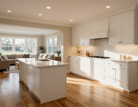 Finished kitchen and living space renovation