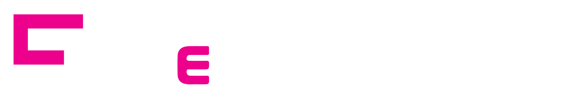 A pink letter e is on a white background.