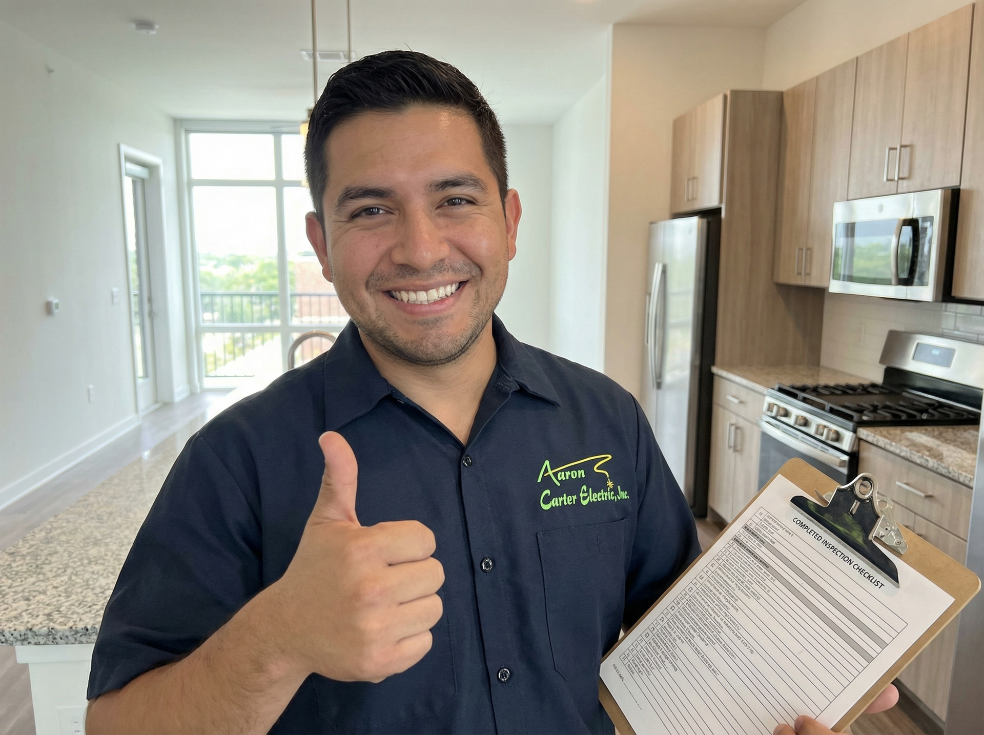 Professional electrician conducting electrical safety inspection on home panel in Houston