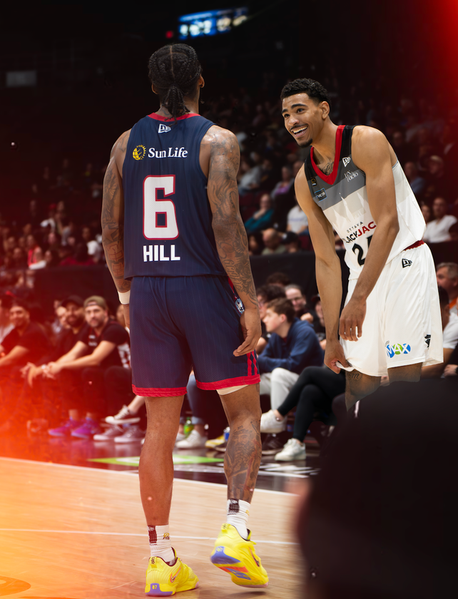 A basketball player with the number 6 on his jersey