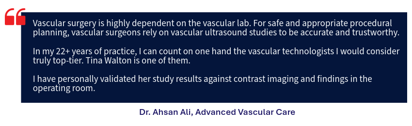 Client feedback from A. Ali from Advanced Vascular Care in Farmers Branch, TX