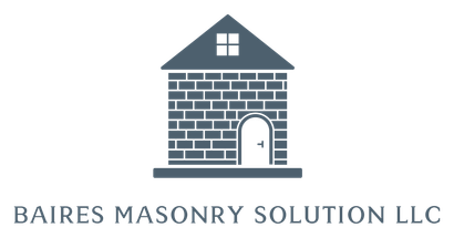 Baires Masonry Solution LLC logo with a gray stone house and text on a white background