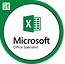 A microsoft excel logo in a green circle on a white background.