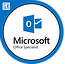 The microsoft outlook logo is in a blue circle on a white background.