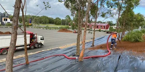 mulch blowing