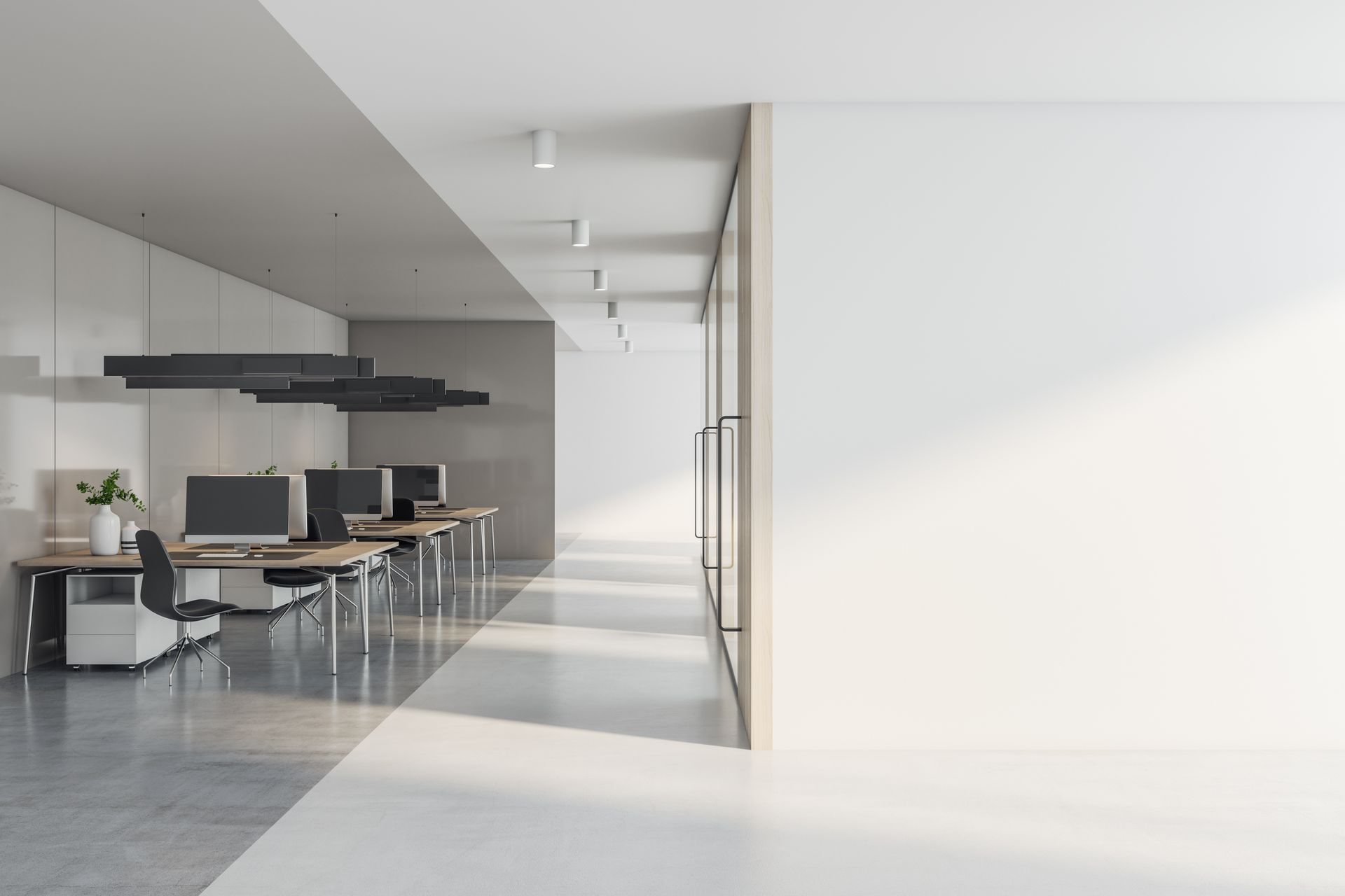 Front view on blank white wall with place. Front view on blank white wall with place.