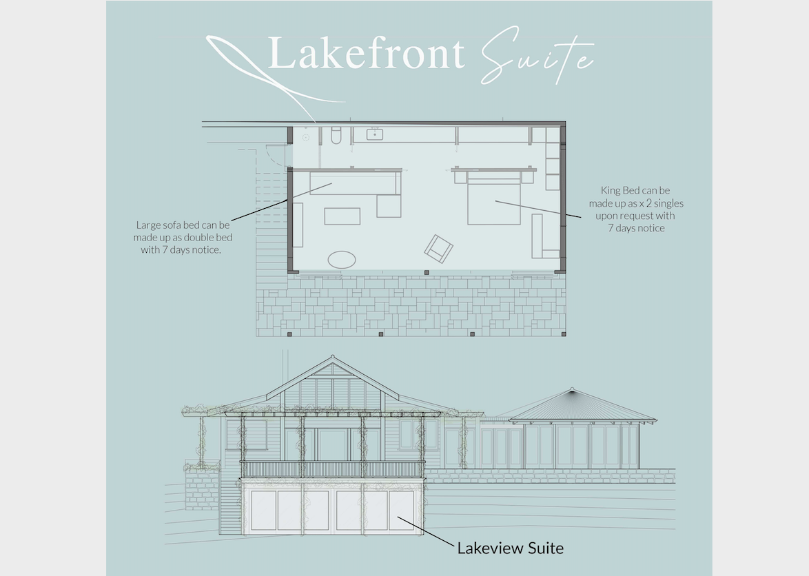 A blueprint of a house called lakefront spirits