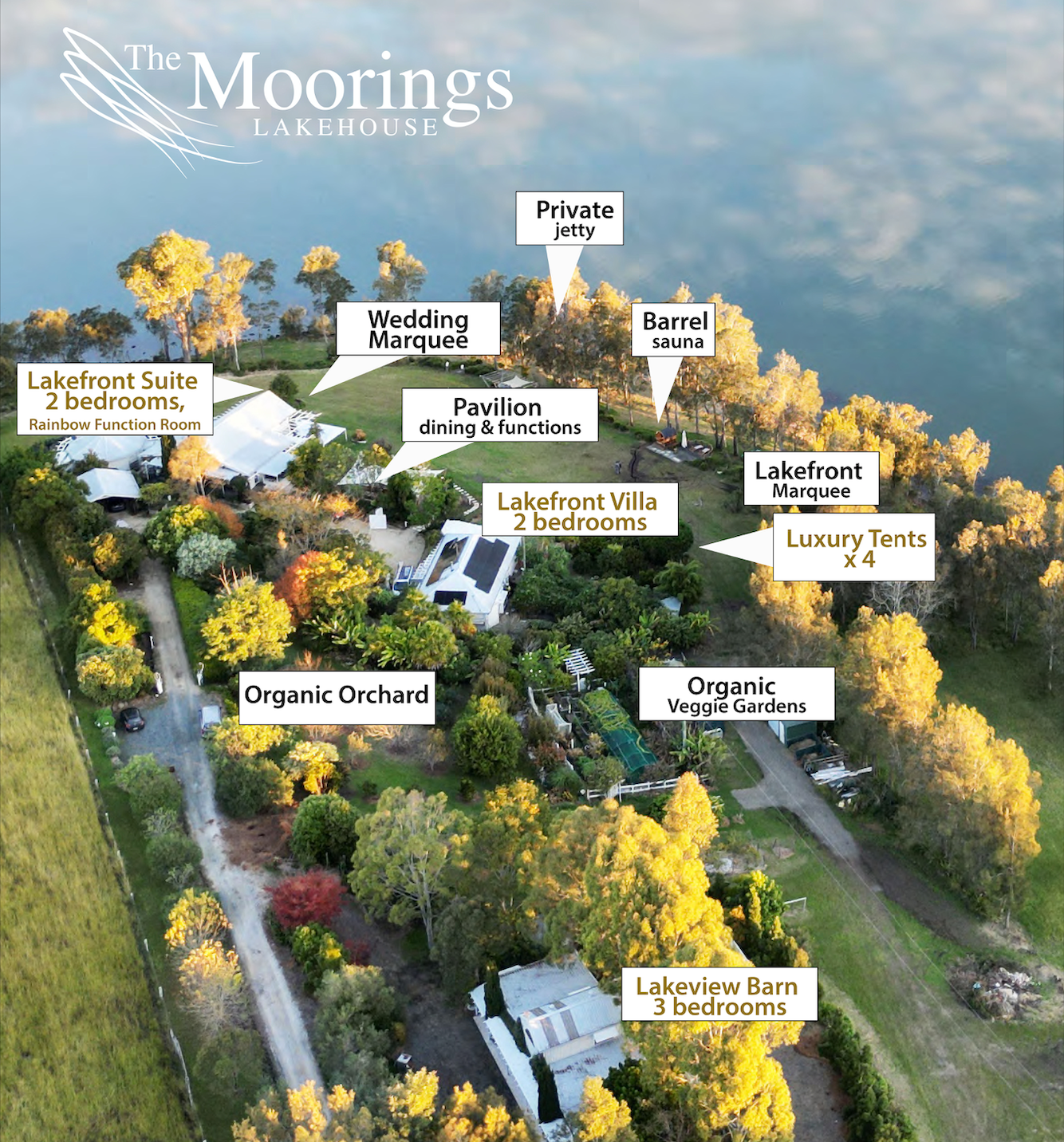 An aerial view of the moorings lakehouse