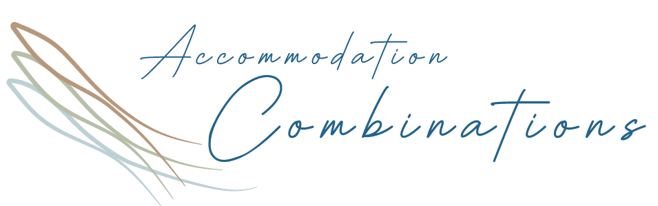 The logo for accommodation combinations is written in cursive on a white background.