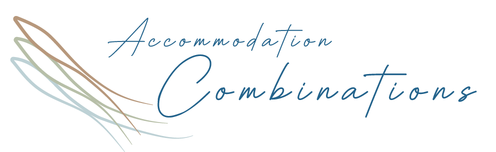 The logo for accommodation combinations is written in cursive on a white background.