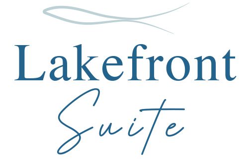 The lakefront suite logo is blue and has a fish on it.