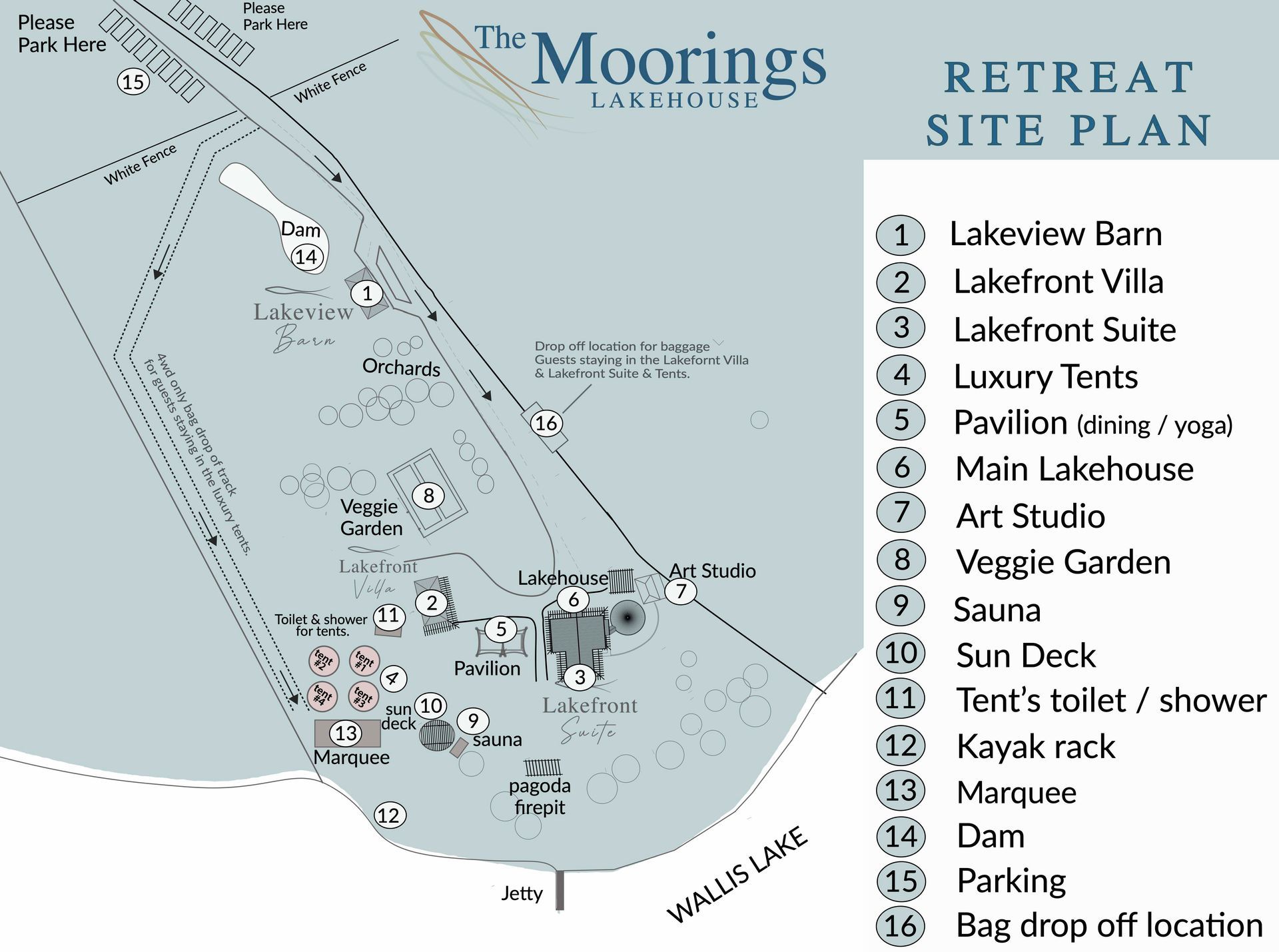 A retreat site plan for the moorings lakehouse