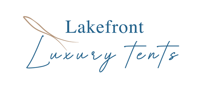 A logo for lakeview barn with a needle and thread.