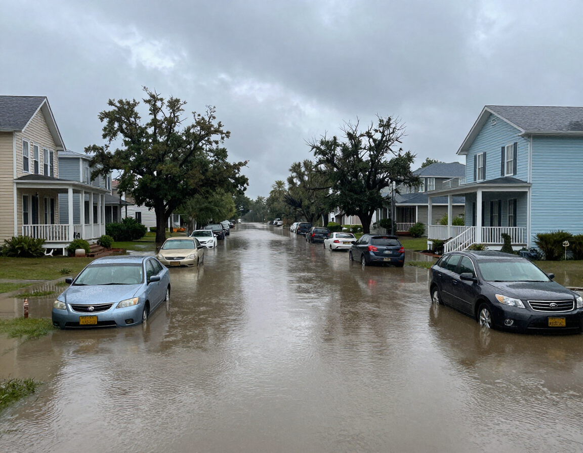 Flooded Baton Rouge neighborhood during major flood event