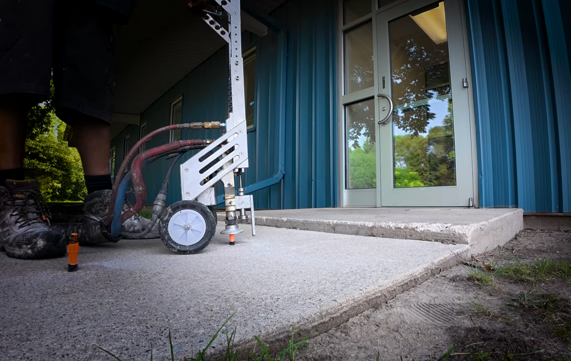 concrete in need of lifting being injected with polyurethane foam in fort worth tx