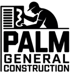 Black logo with a construction worker repairing a unit above the text 