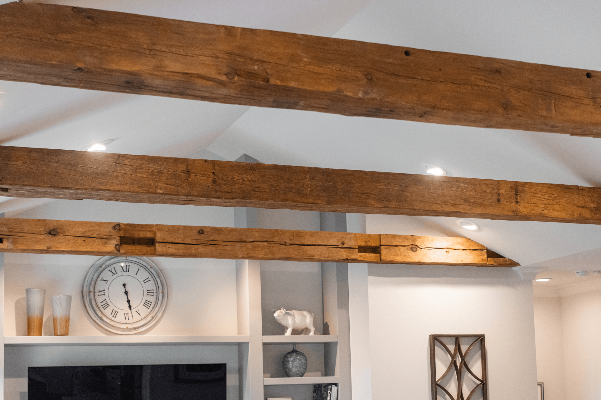Custom home with reclaimed lumber beams State College, PA