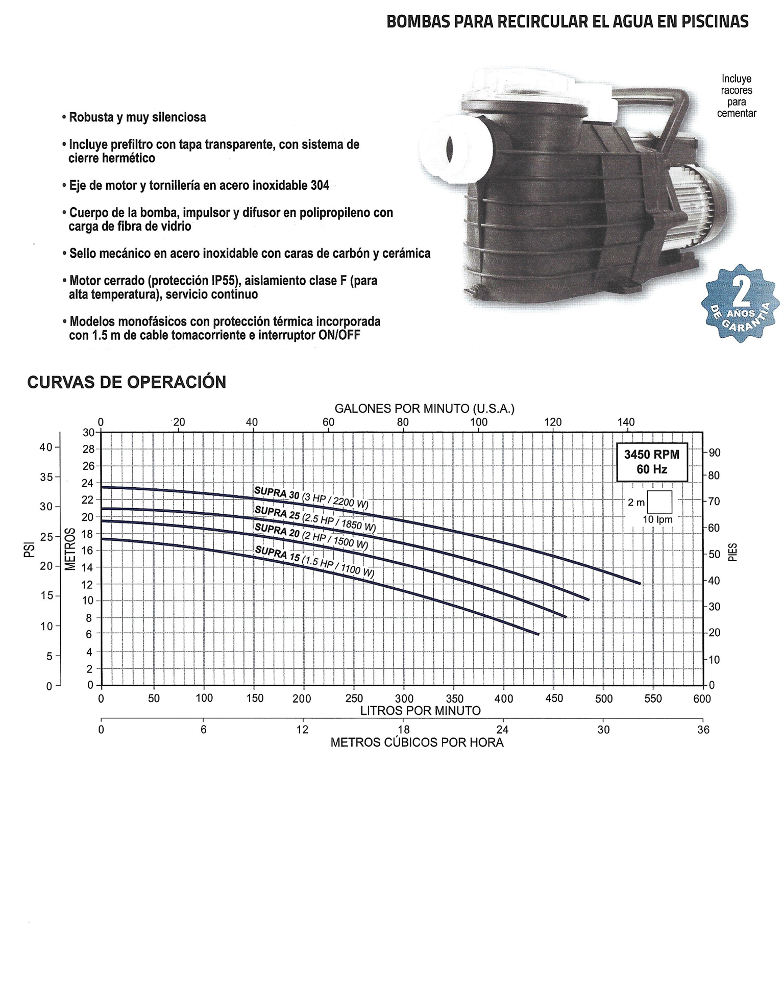 BOMBA PARA RECIRCULAR AGUA EN PISCINAS