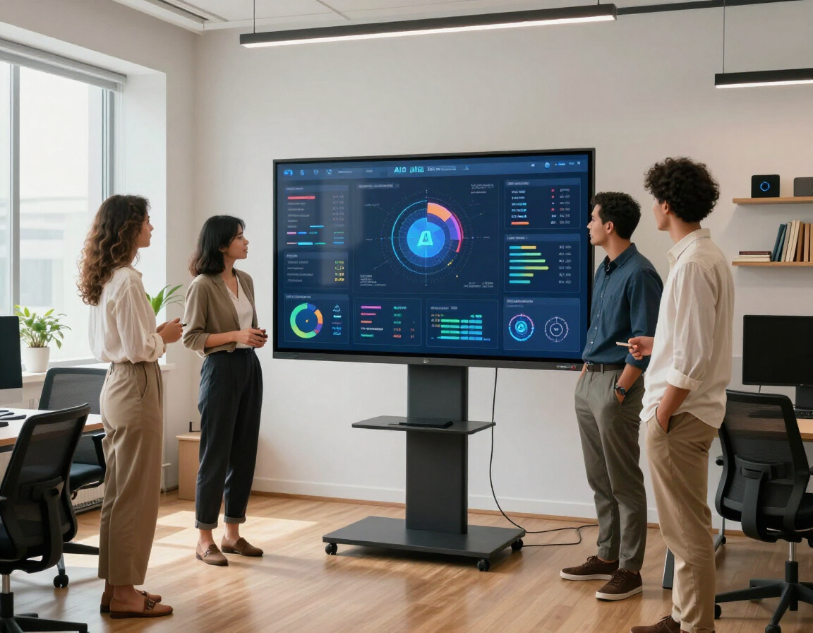 Team reviewing AI-driven marketing analytics