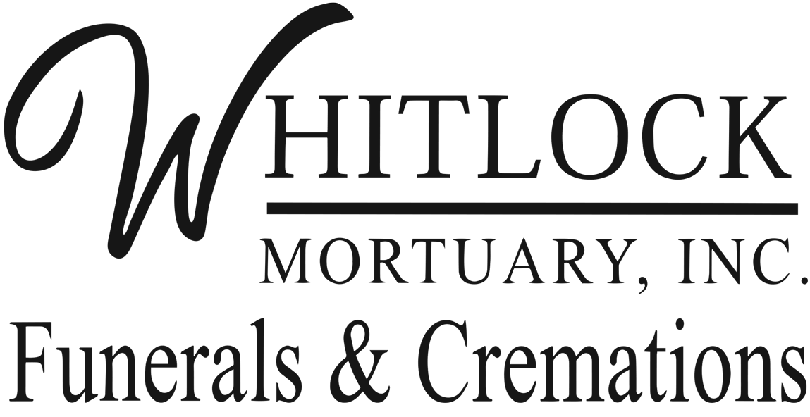 Whitlock Mortuary, Inc. Funerals & Cremations logo in black and white