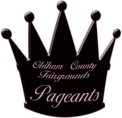 A black crown with the words oldham county fairgrounds pageants written on it.