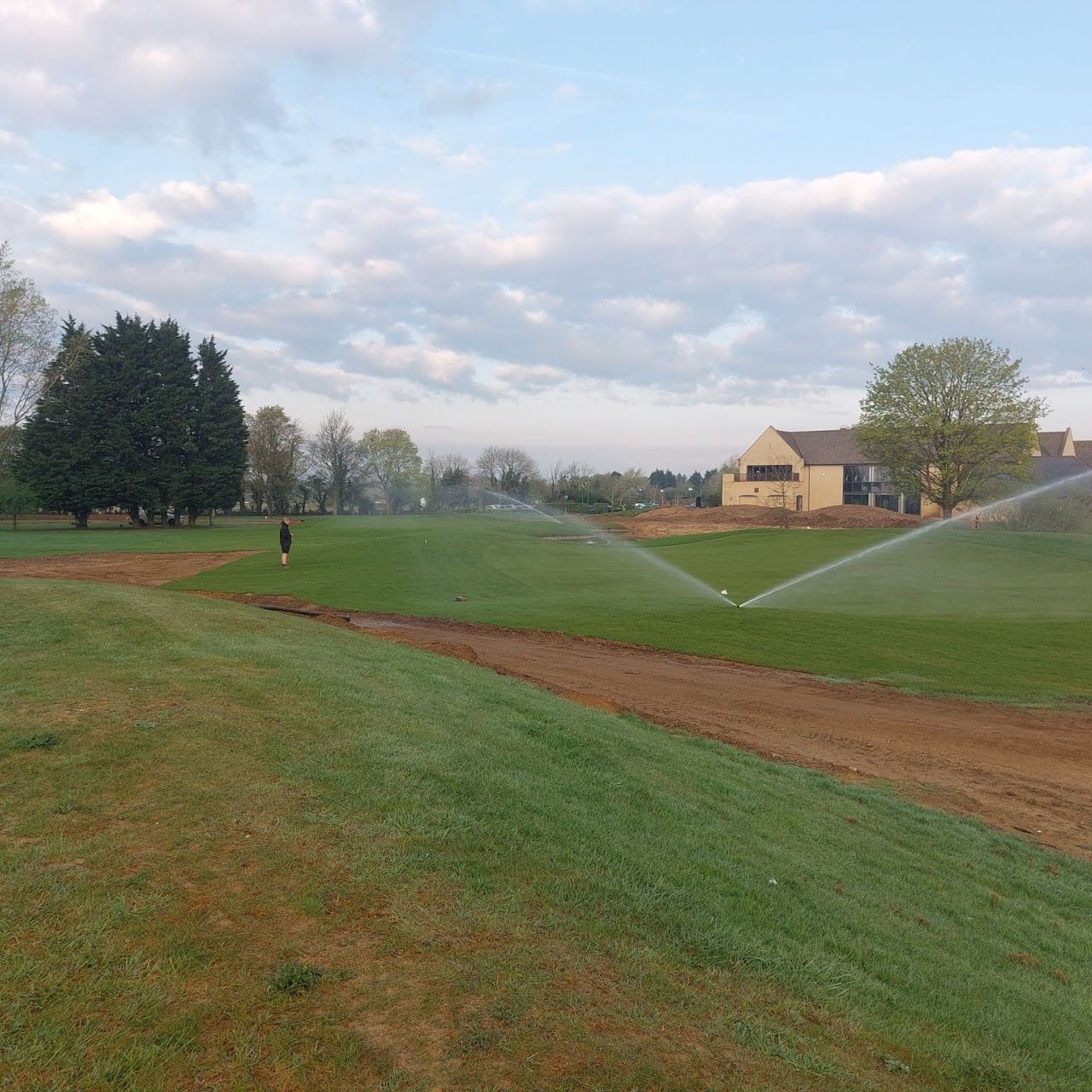 sprinklers running