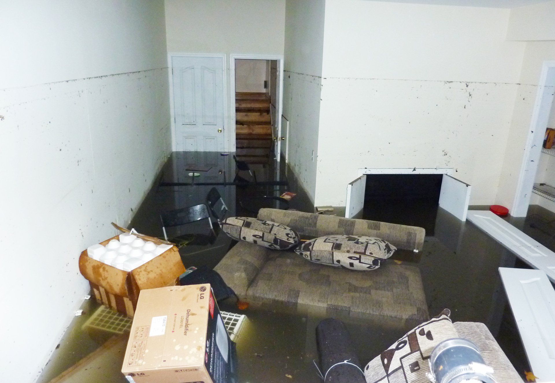 Unfinished new build interior construction basement renovation ground floor Inside selected focus