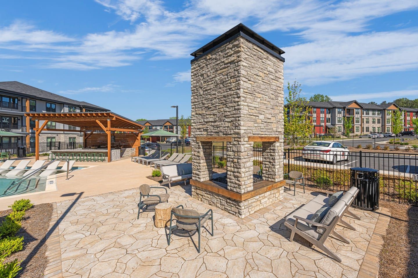 Populus Westside Apartments outdoor fire pit lounge - Atlanta, GA